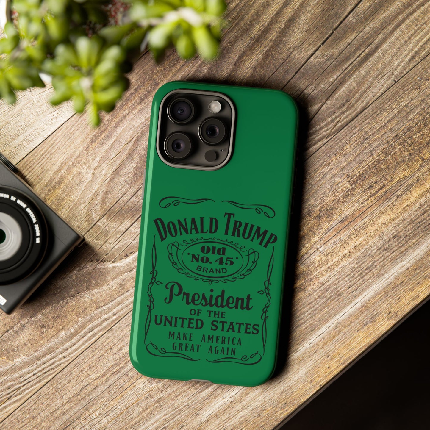 Dark Green Trump Whiskey Phone Case