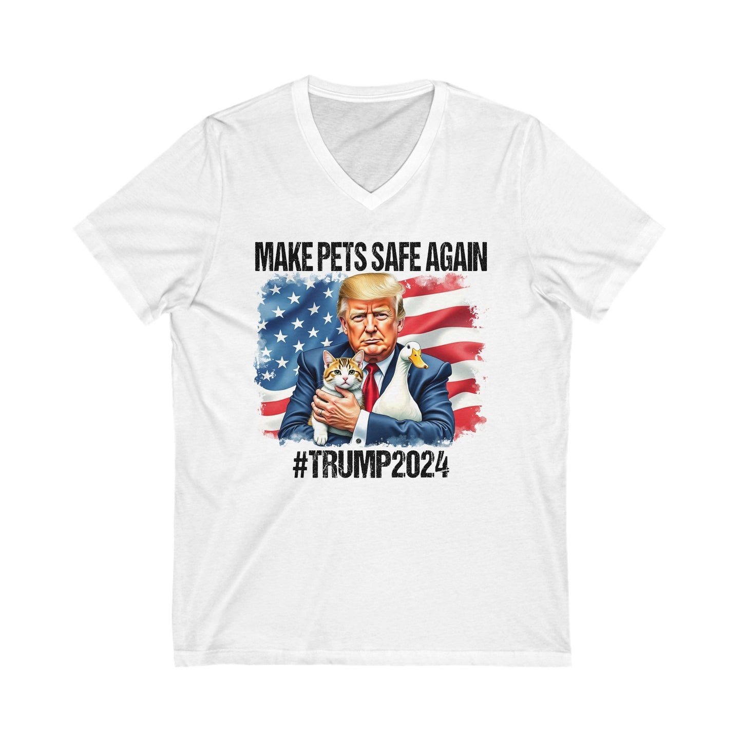 Trump Cats and Ducks Short Sleeve V-Neck Tee
