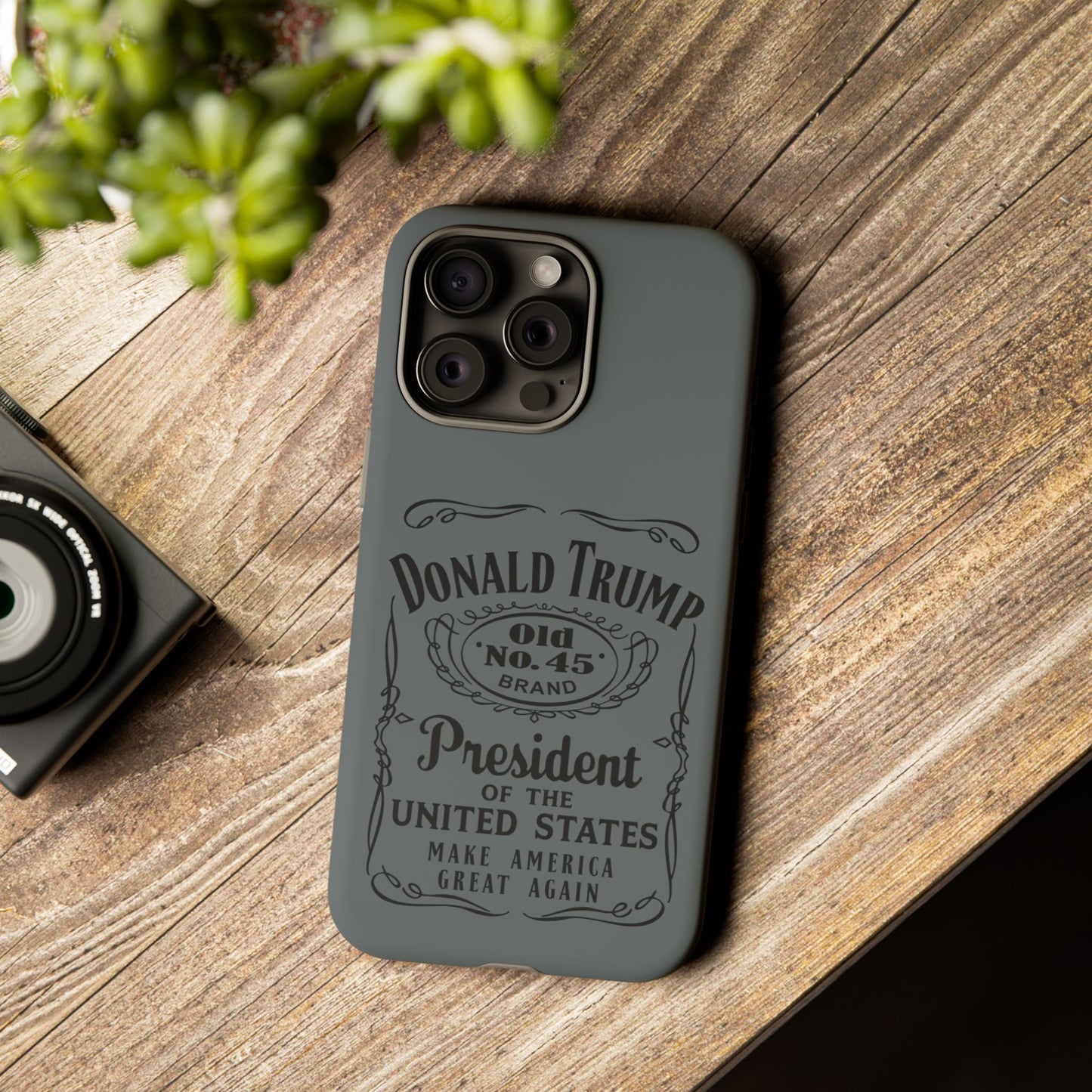 Dark Gray Trump Whiskey Phone Case