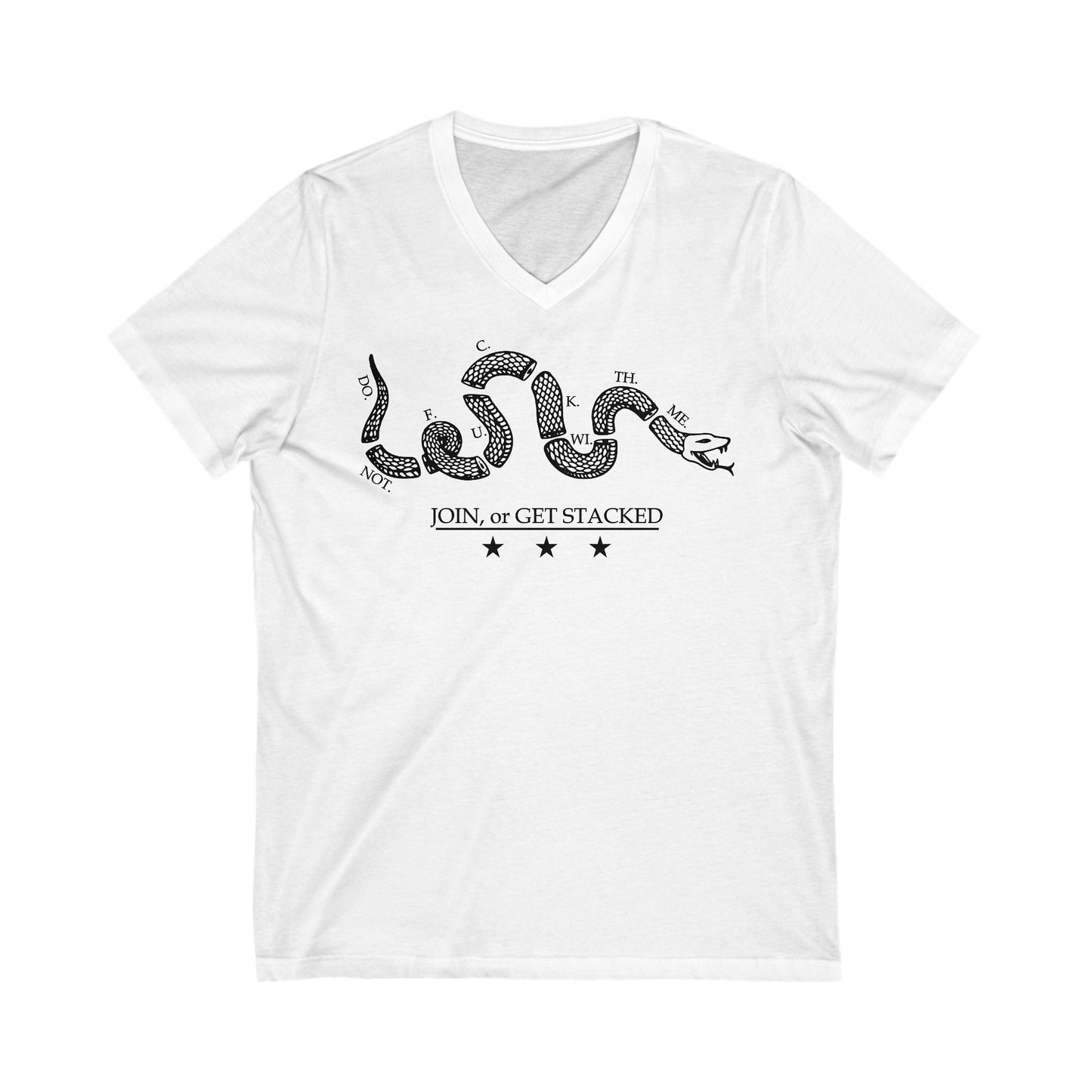 Join Or Get Stacked Short Sleeve V-Neck Tee
