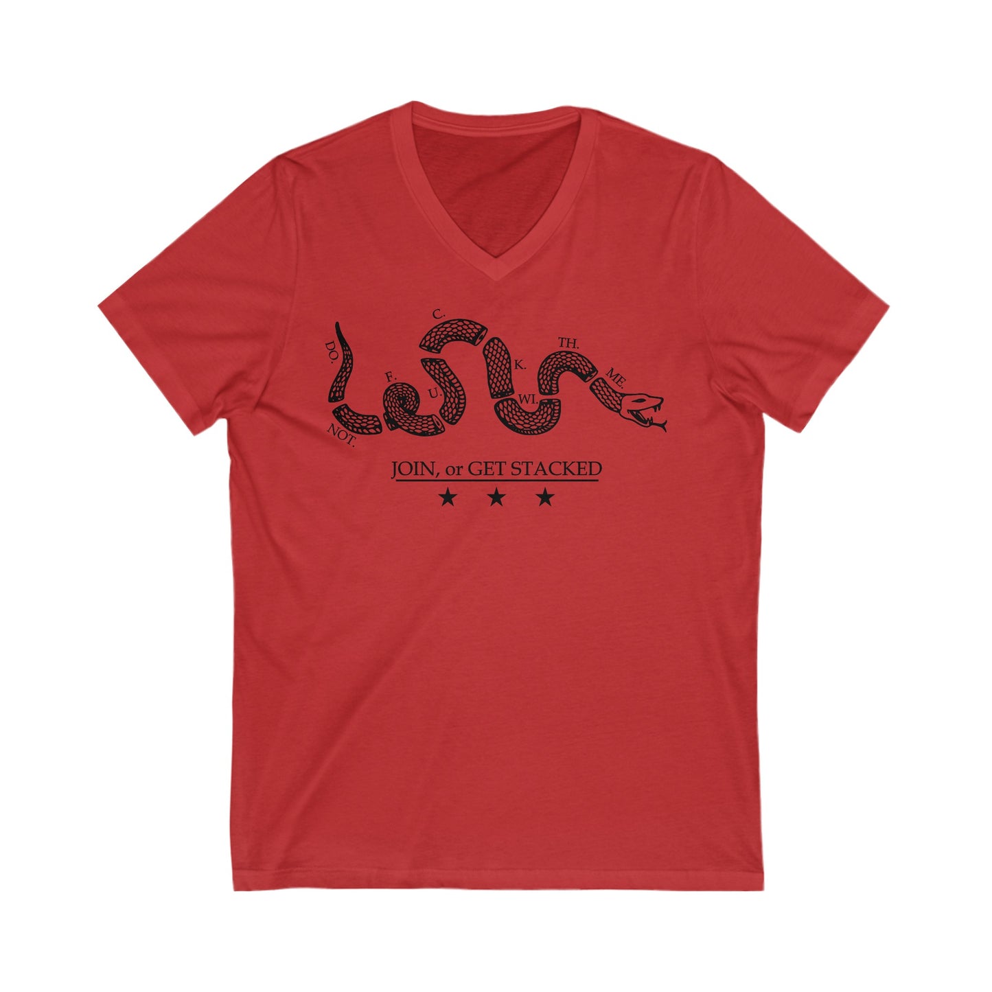Join Or Get Stacked Short Sleeve V-Neck Tee