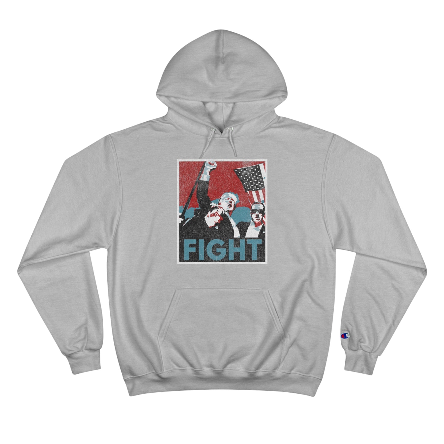 Trump Fight Distressed Poster Champion Hoodie