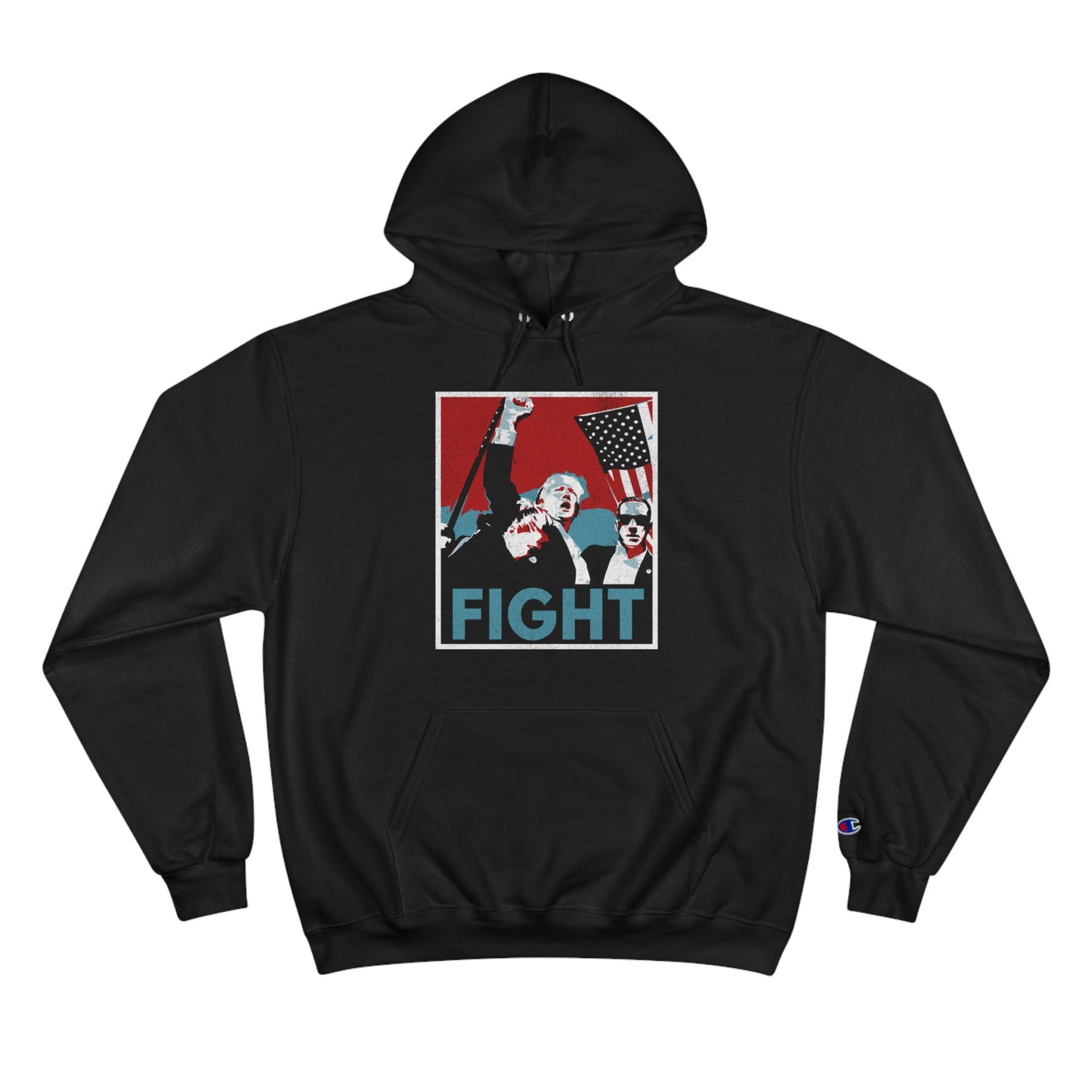 Trump Fight Distressed Poster Champion Hoodie