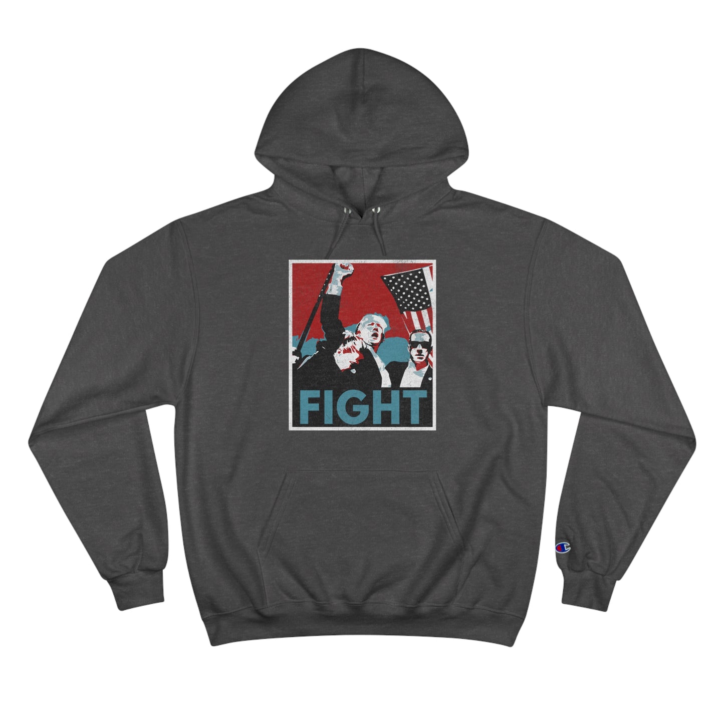 Trump Fight Distressed Poster Champion Hoodie