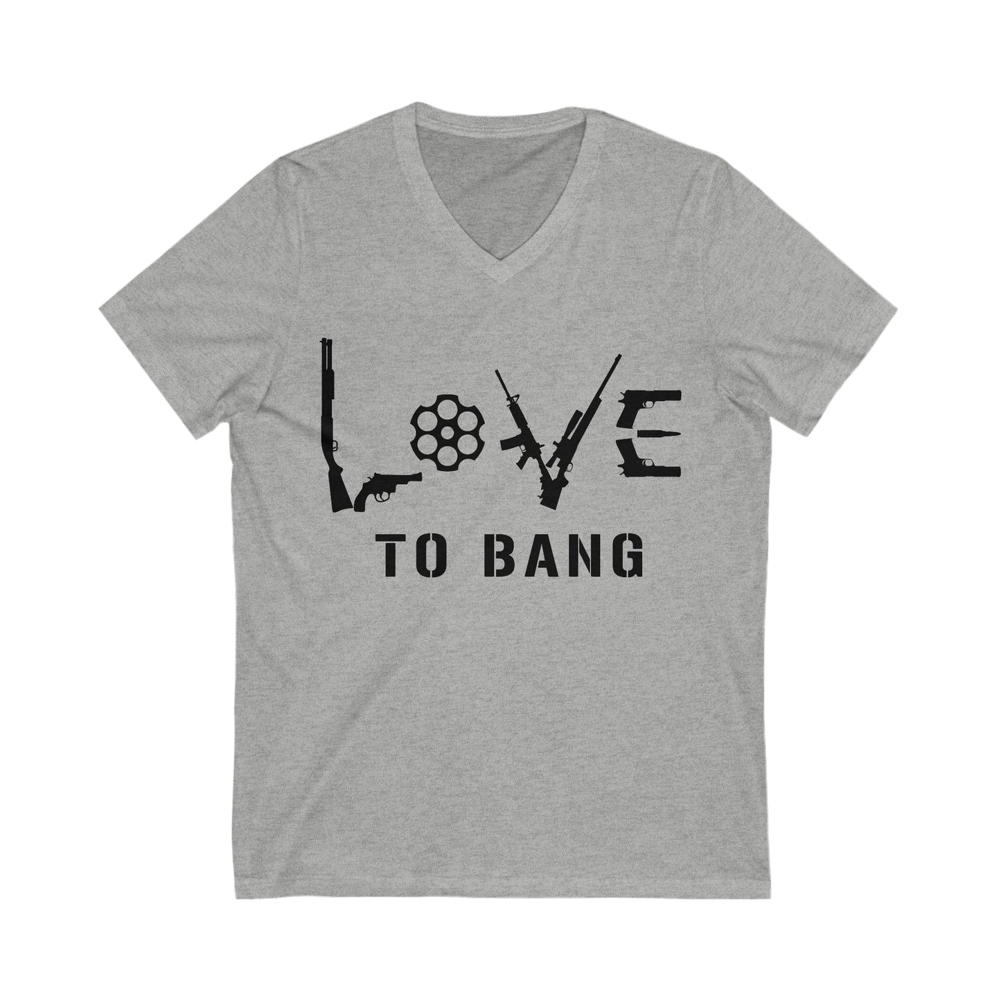 Love To Bang Womens Short Sleeve V-Neck Tee