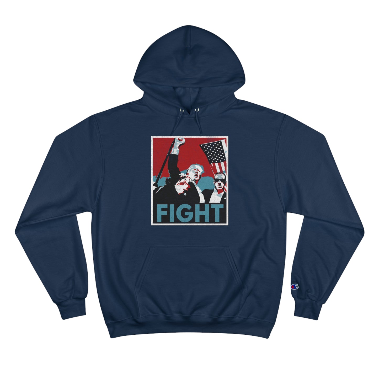 Trump Fight Distressed Poster Champion Hoodie