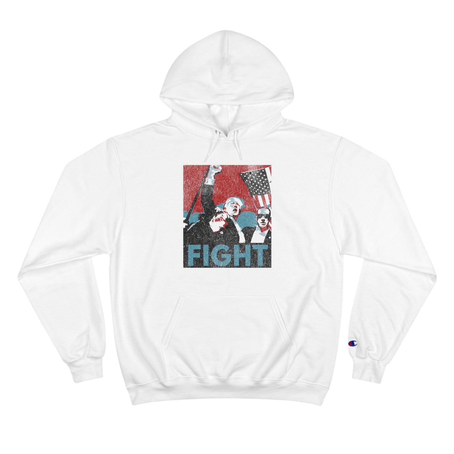 Trump Fight Distressed Poster Champion Hoodie