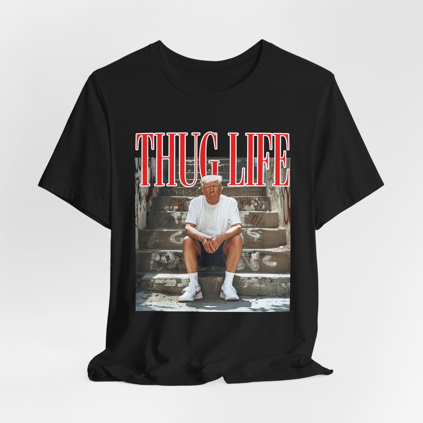 Trump Thug Life Album Cover Cotton Crew Tee